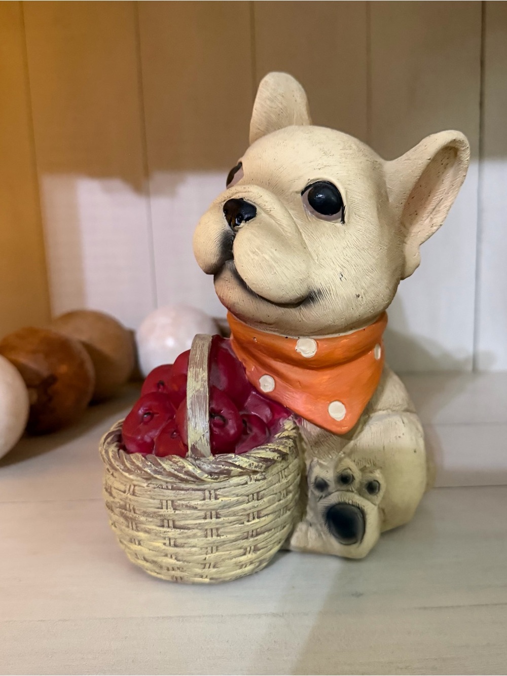 Martha Stewart Autumn Fall French Bulldog With Apples + Scarf